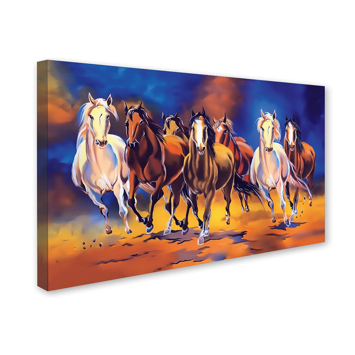 Colorful Seven Horse Running Premium Canvas Wall Painting decorative masterpiece for home decor